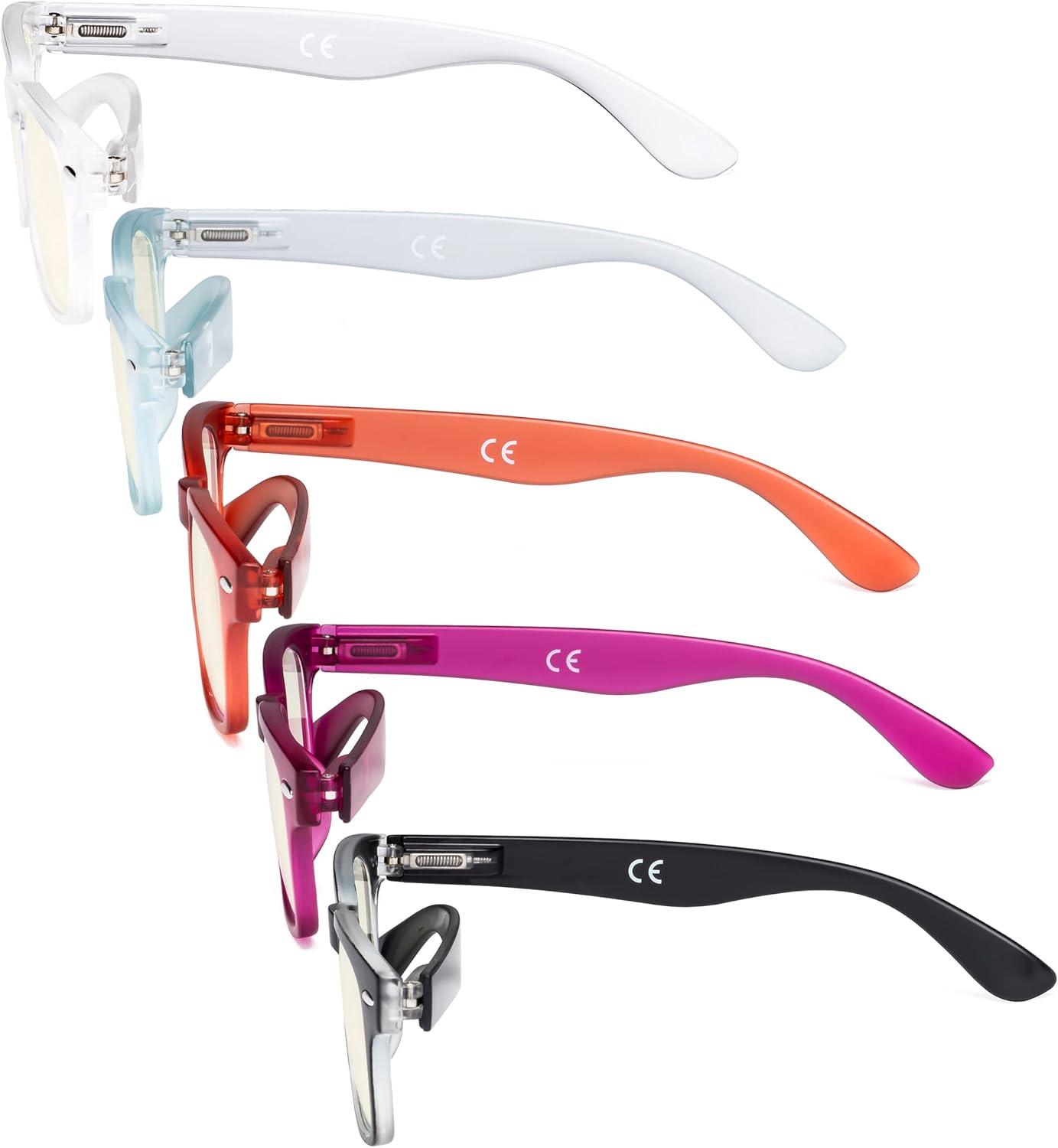 imageEyekepper 5 Pack Ladies Blue Light Blocking Readers Retro Computer Reading Glasses 150Blue Light Blockingb405 Pairs