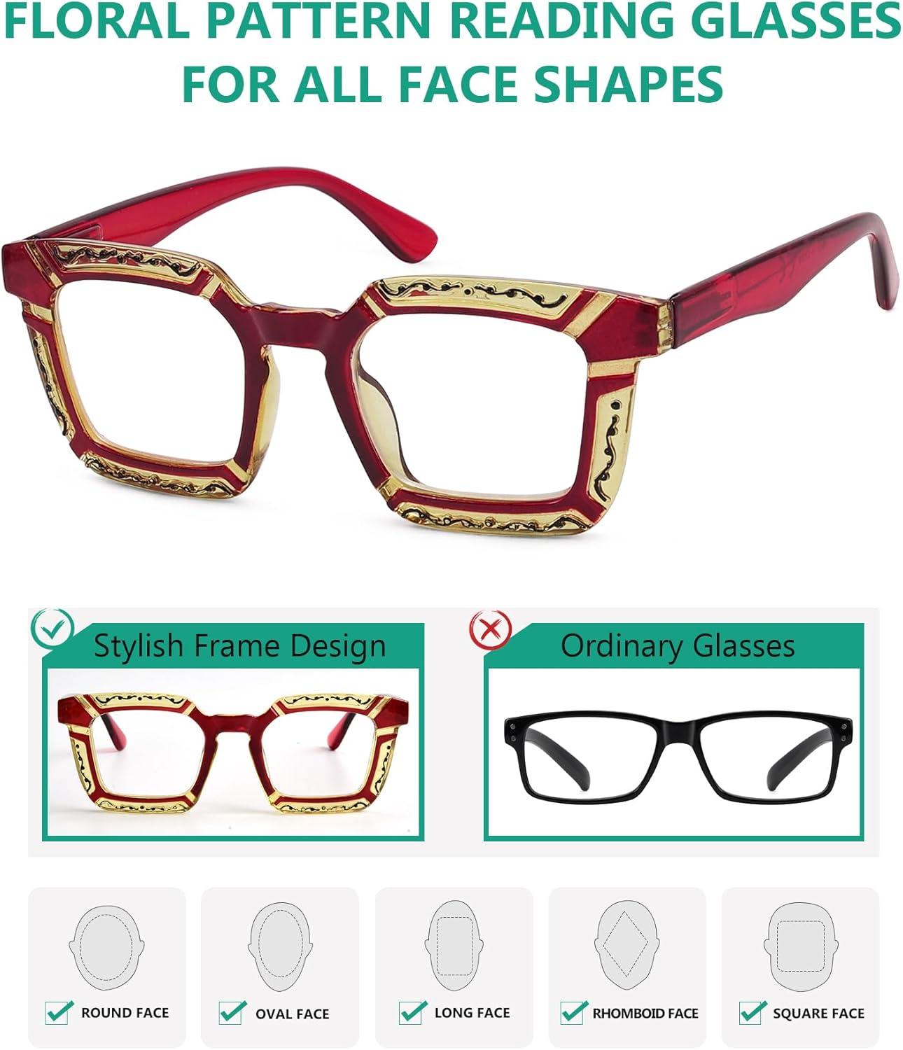 imageEyekepper 5pack Reading Glasses for Women Floral Pattern Design Readers4 Pack Mix Color