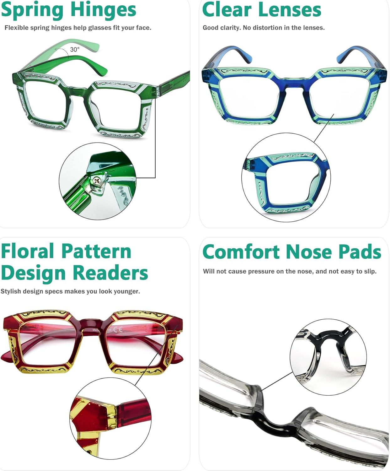 imageEyekepper 5pack Reading Glasses for Women Floral Pattern Design Readers4 Pack Mix Color