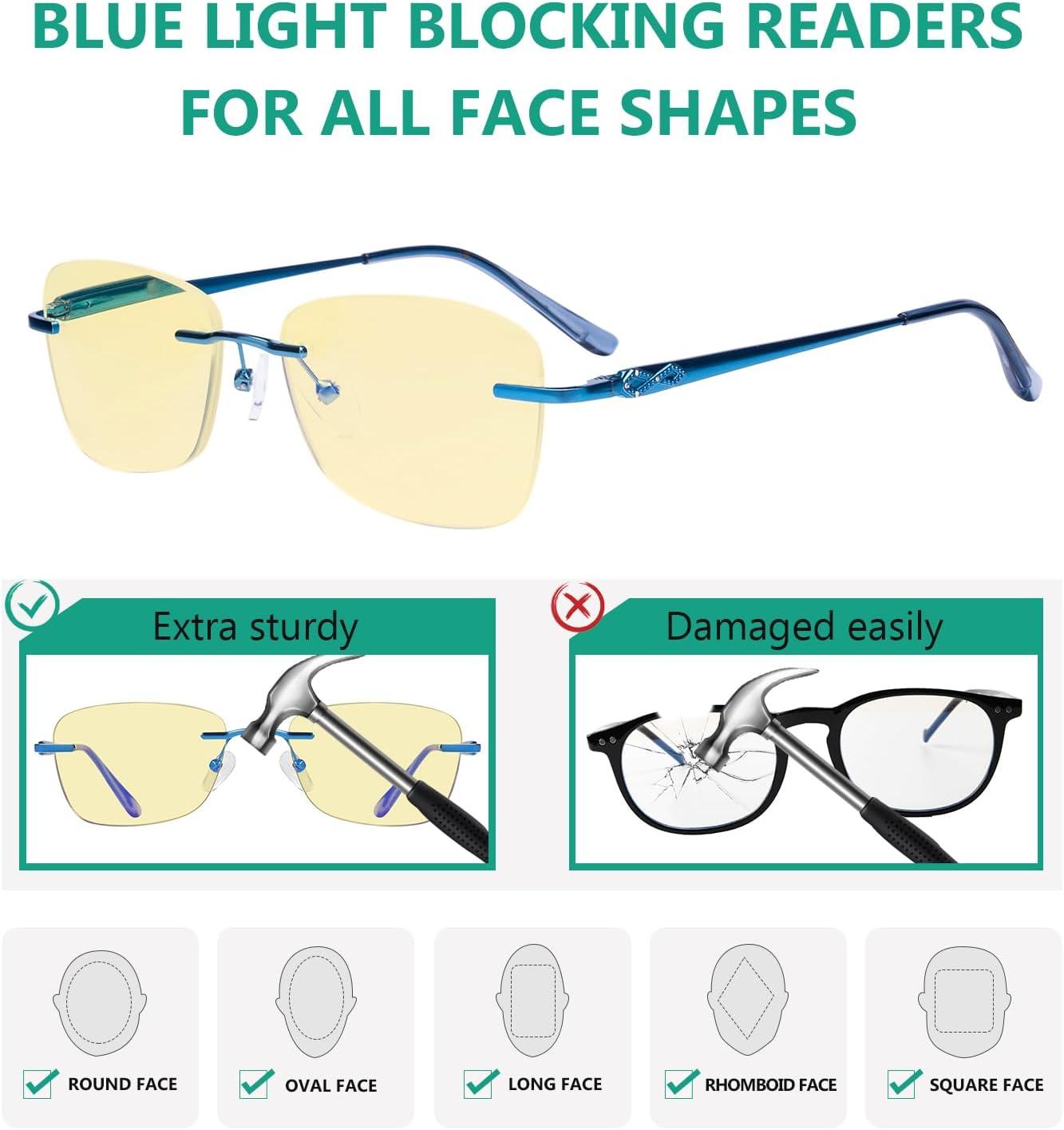 imageEyekepper Blue Light Blocking Glasses  3 Pack Rimless Computer Readers12 Pack Mix  Tmwk9906ab