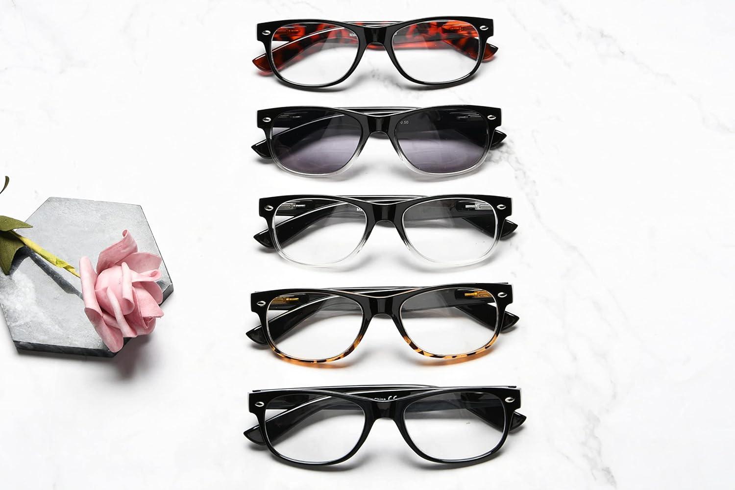 imageEyekepper Classic 80s Reading Glasses for Women 5 Pairs Readers Include Reading Sunglasses5 Pairs Mix