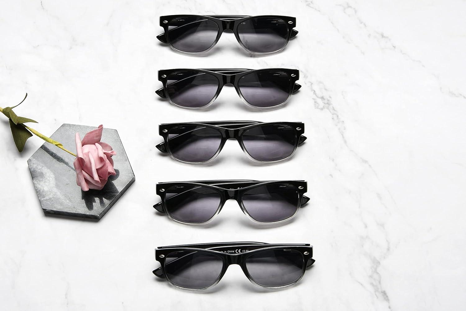 imageEyekepper Classic 80s Reading Glasses for Women 5 Pairs Readers Include Reading Sunglasses5pcs All Grey Lens