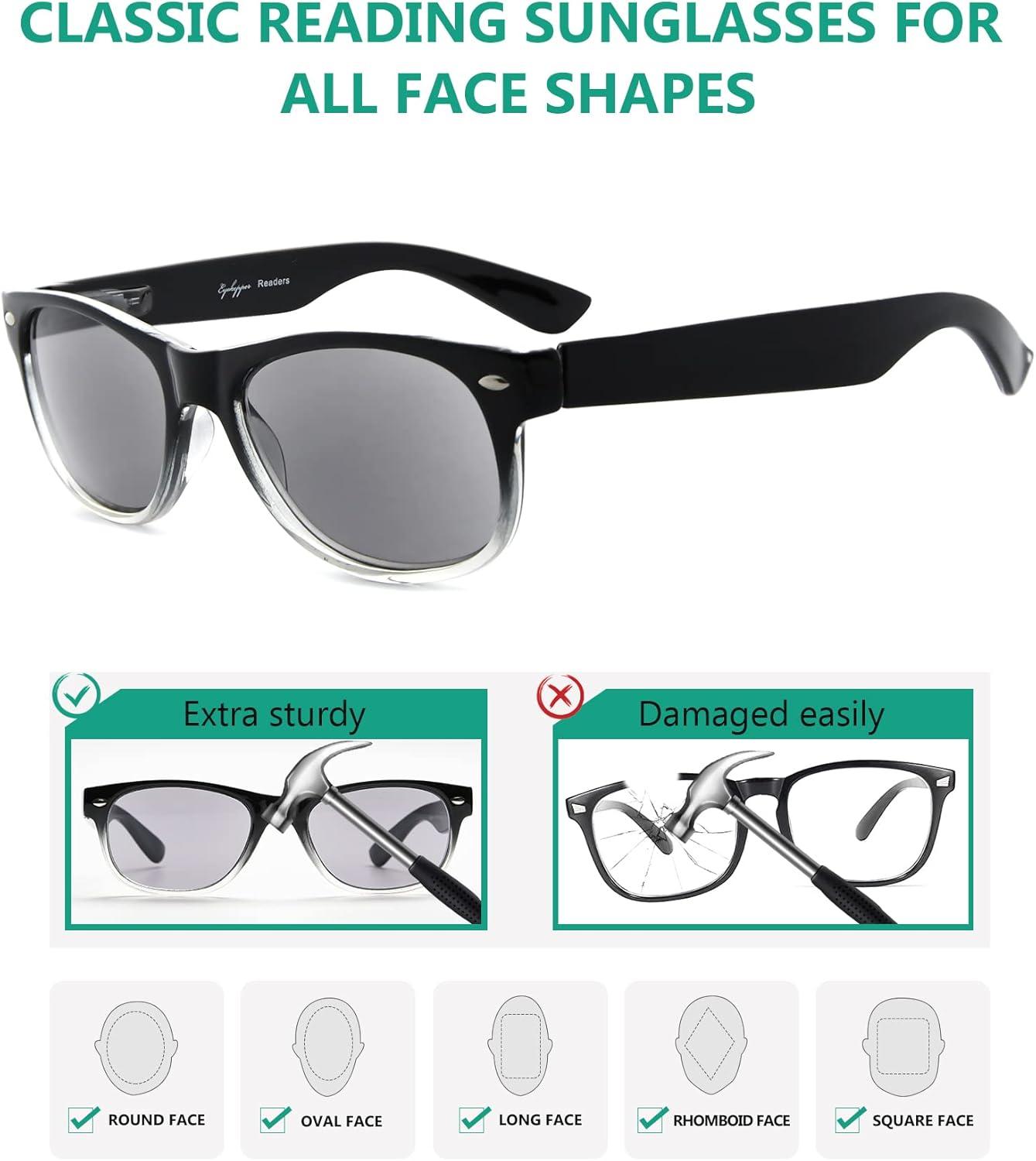 imageEyekepper Classic 80s Reading Glasses for Women 5 Pairs Readers Include Reading Sunglasses5pcs All Grey Lens