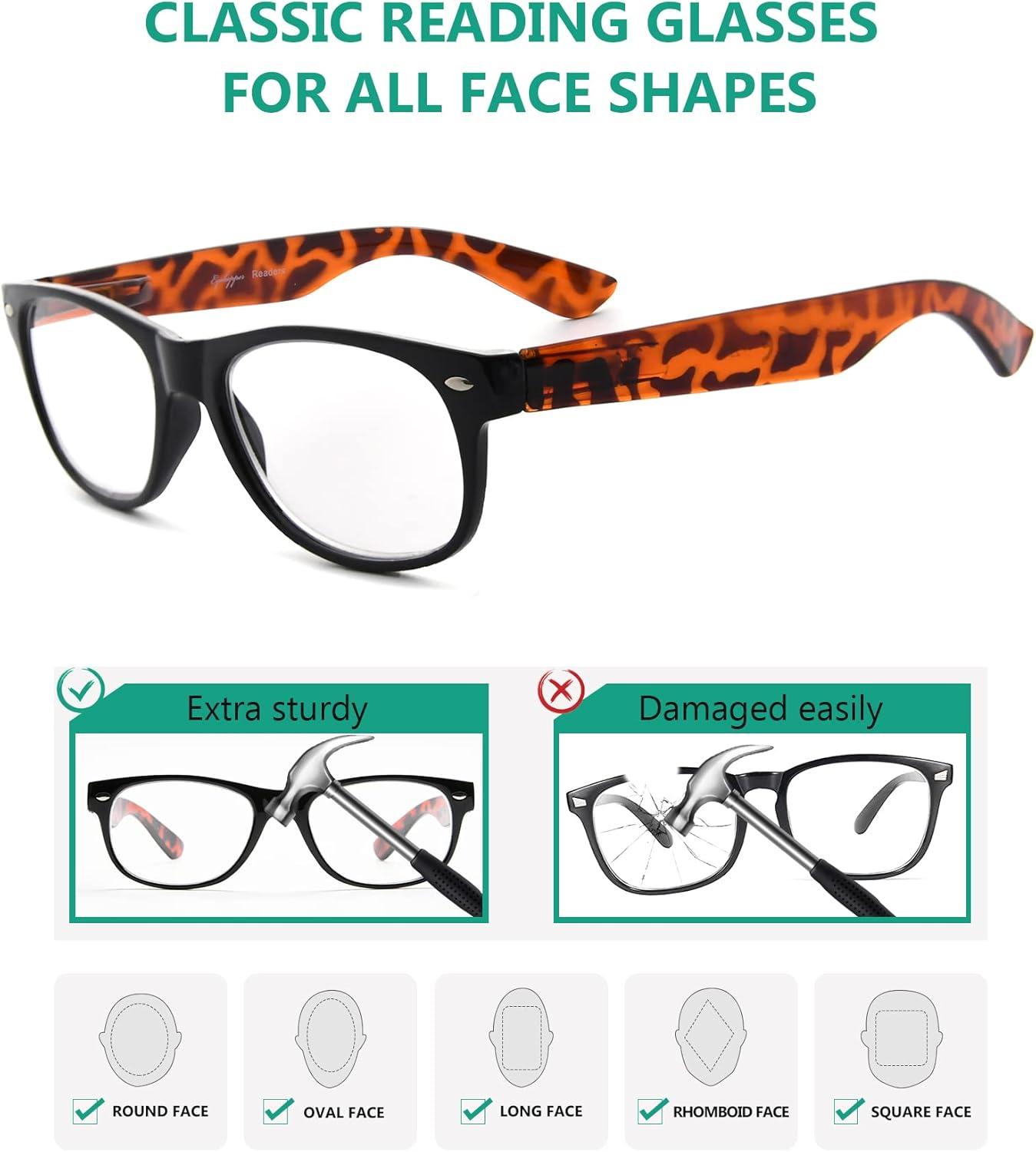 imageEyekepper Classic 80s Reading Glasses for Women 5 Pairs Readers Include Reading SunglassesDemi Arm5pcs All Clear Lens