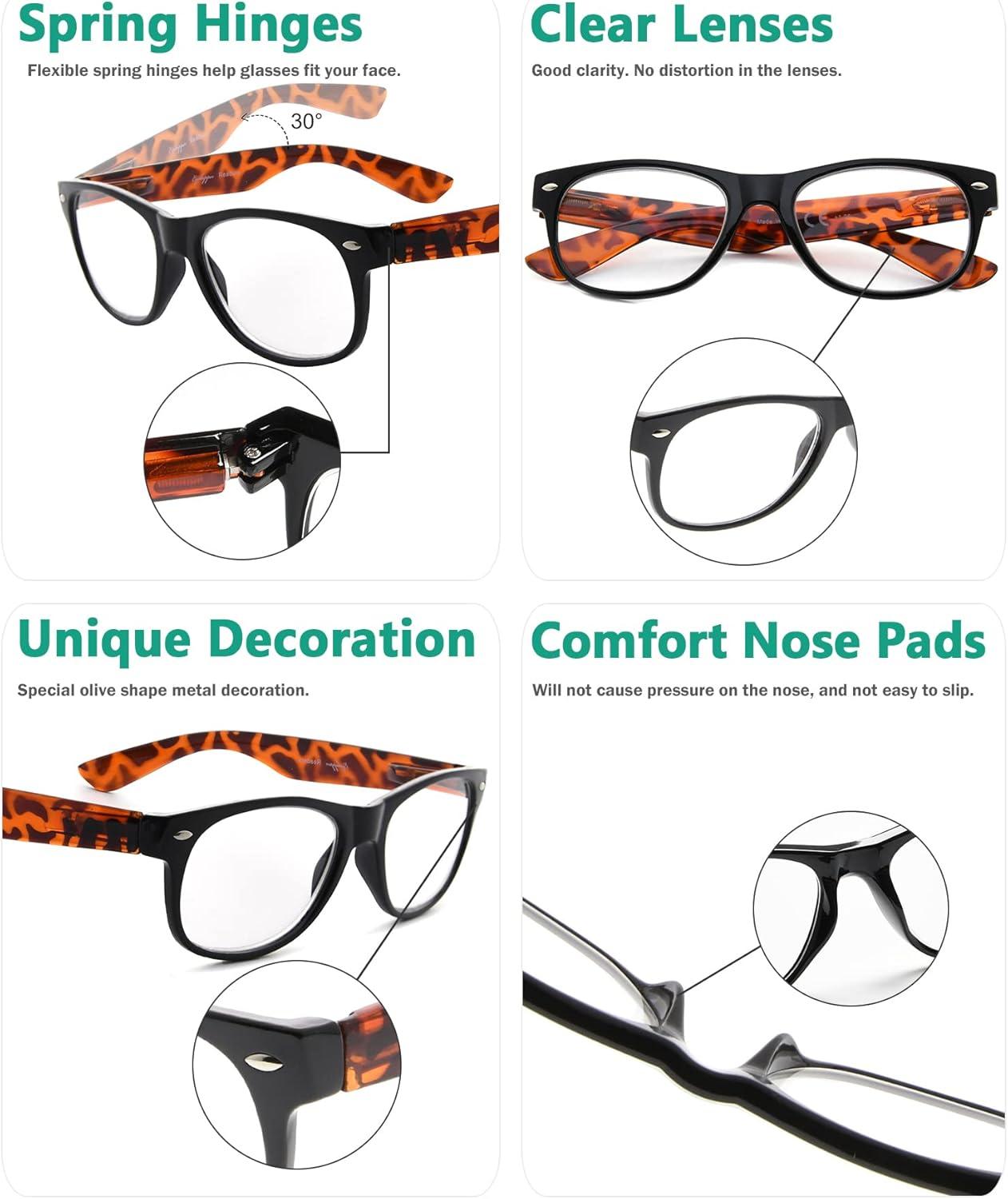 imageEyekepper Classic 80s Reading Glasses for Women 5 Pairs Readers Include Reading SunglassesDemi Arm5pcs All Clear Lens