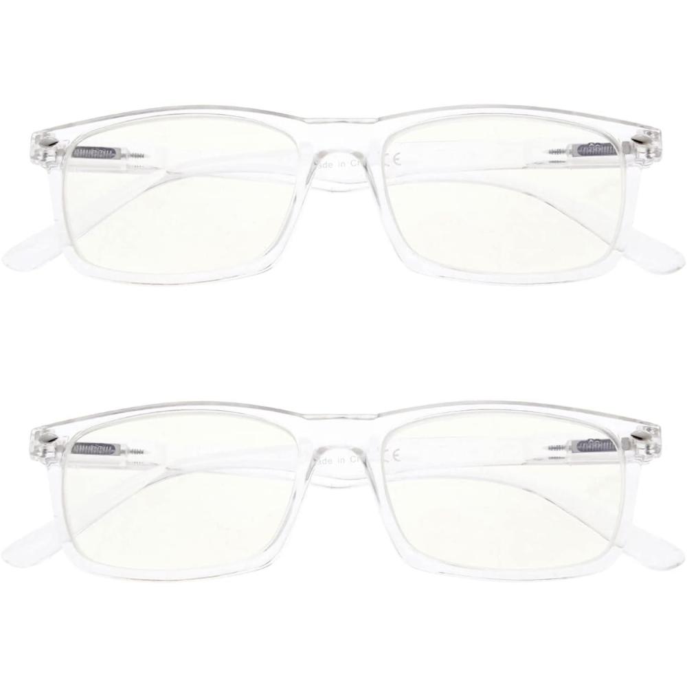 imageEyekepper 2 Pack Anti Blue Light Glasses for Men Blue Light Blocking Glasses for Computer Eyestrain Black2 Transparent