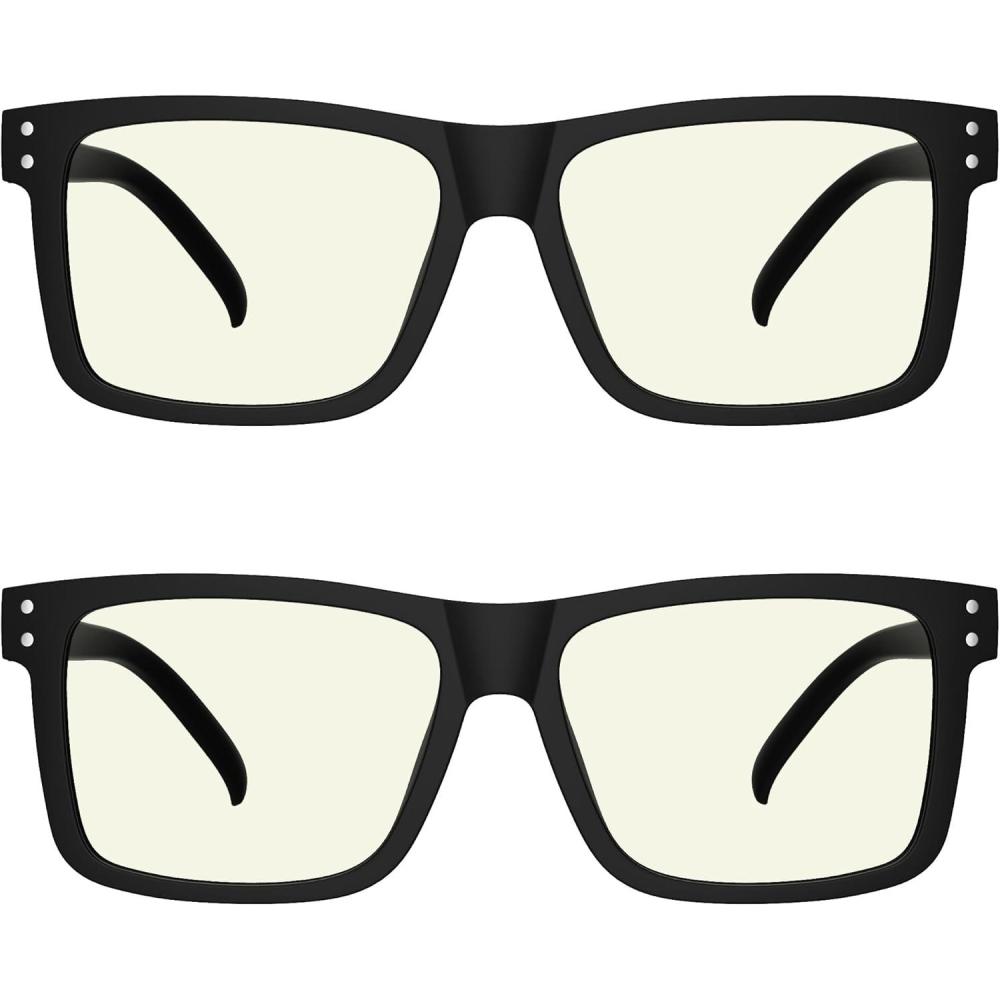 imageEyekepper 2 Pack Anti Blue Light Glasses for Men Blue Light Blocking Glasses for Computer Eyestrain BlackS2 Black