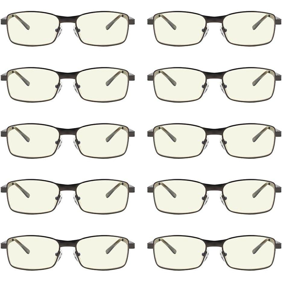 imageEyekepper 4 Pack Reading Glasses Blue Light Blocking Memory Titanium Bridge Computer Readers10 Pack Gunmetal  Cg15016