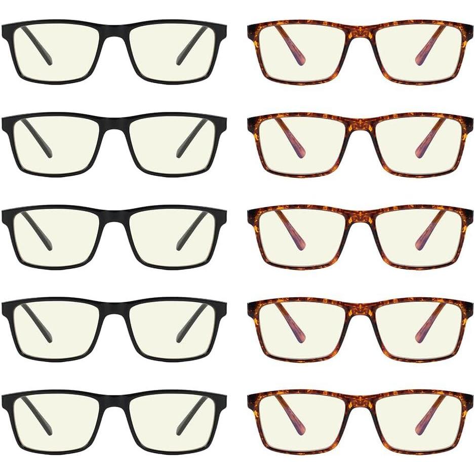 imageEyekepper 4 Pack Reading Glasses Blue Light Blocking Memory Titanium Bridge Computer Readers10 Pack Mix  Cgtr008