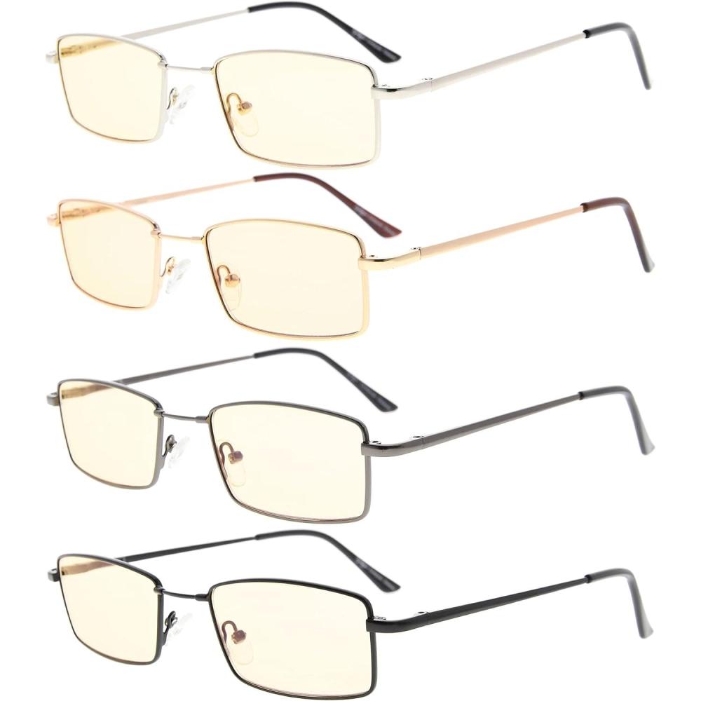 imageEyekepper 4 Pack Reading Glasses Blue Light Blocking Memory Titanium Bridge Computer ReadersBlue Light Blockingb404 Pairs