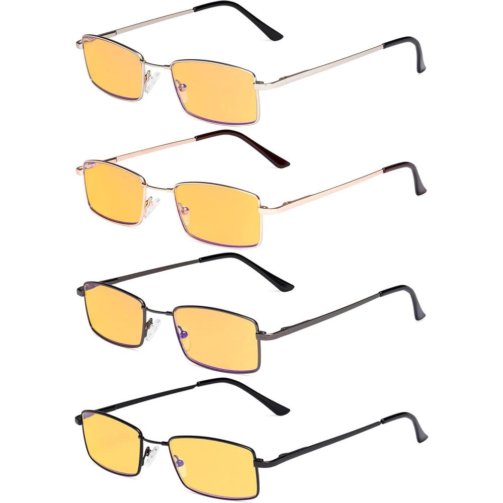 imageEyekepper 4 Pack Reading Glasses Blue Light Blocking Memory Titanium Bridge Computer ReadersBlue Light Blockingb904 Pairs