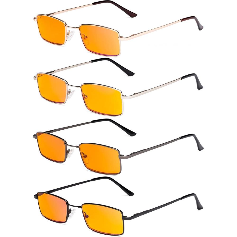 imageEyekepper 4 Pack Reading Glasses Blue Light Blocking Memory Titanium Bridge Computer ReadersBlue Light Blockingb984 Pairs