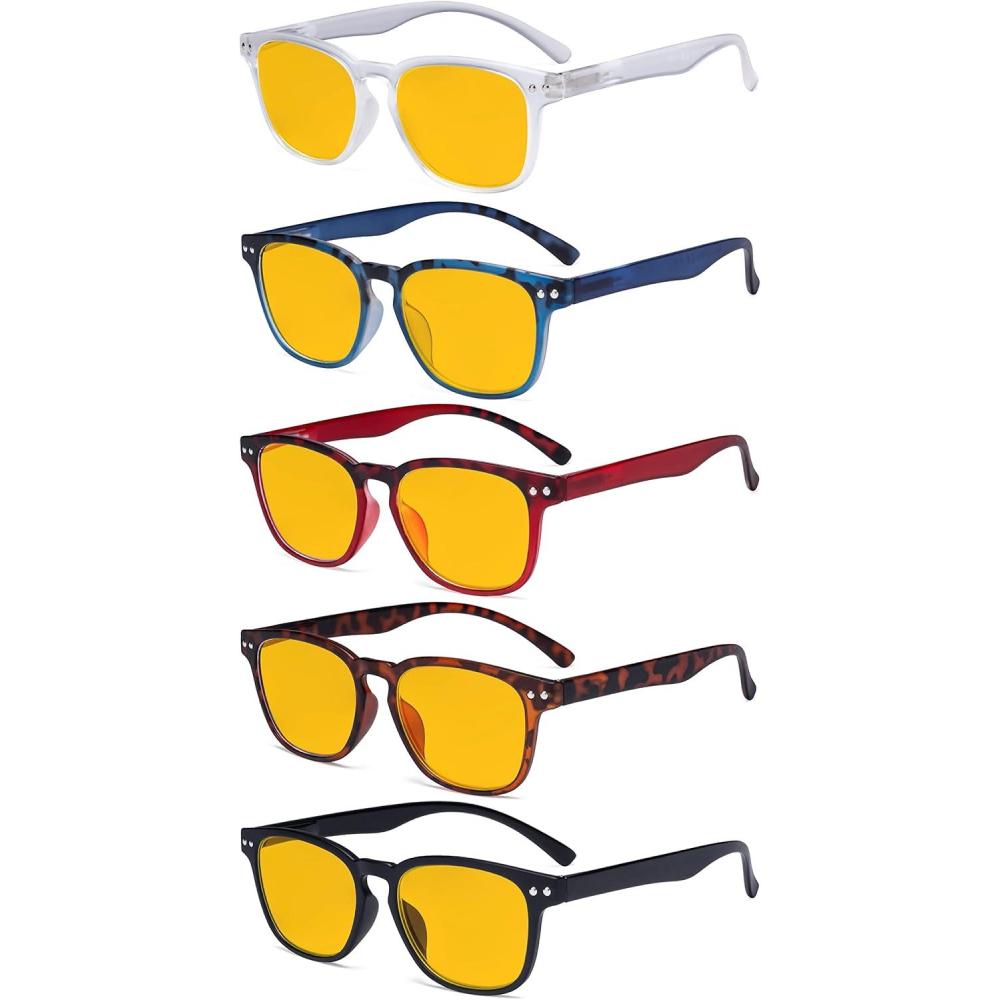imageEyekepper 5 Pack Fashion Design Blue Light Blocking Readers for Women Computer Reading Glasses Yellow Tinted 150Blue Light Blockingb905 Pairs
