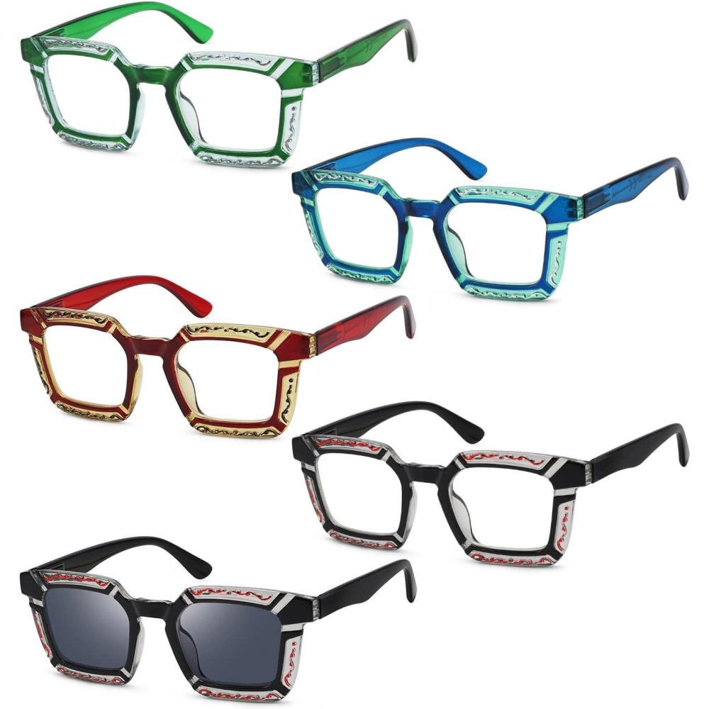 imageEyekepper 5pack Reading Glasses for Women Floral Pattern Design Readers5 Pack Mix Color