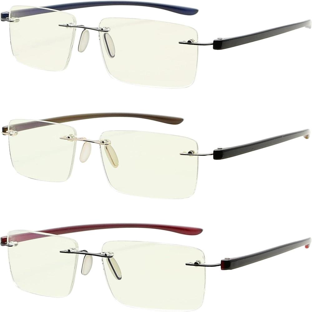imageEyekepper Blue Light Blocking Glasses  3 Pack Rimless Computer ReadersBlue Light Blockingb403 Pairs
