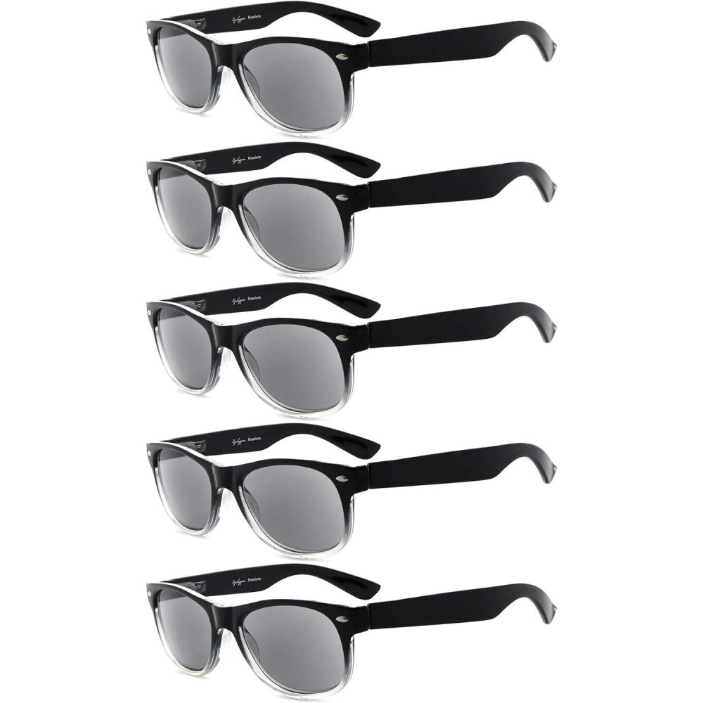 imageEyekepper Classic 80s Reading Glasses for Women 5 Pairs Readers Include Reading Sunglasses5pcs All Grey Lens