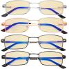 imageEyekepper 4 Pack Reading Glasses Blue Light Blocking Memory Titanium Bridge Computer ReadersBlue Light Blockingb604 Pairs