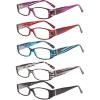 imageEyekepper 4 Pack Blue Light Blocking Readers Women Crystal Computer Reading Glasses 1505pcmix