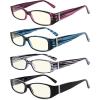 imageEyekepper 4 Pack Blue Light Blocking Readers Women Crystal Computer Reading Glasses 150Blue Light Blockingb404 Pairs