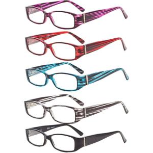 imageEyekepper 4 Pack Blue Light Blocking Readers Women Crystal Computer Reading Glasses 1505pcmix