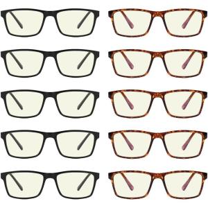 imageEyekepper 4 Pack Reading Glasses Blue Light Blocking Memory Titanium Bridge Computer Readers10 Pack Mix  Cgtr008