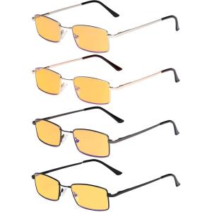 imageEyekepper 4 Pack Reading Glasses Blue Light Blocking Memory Titanium Bridge Computer ReadersBlue Light Blockingb904 Pairs