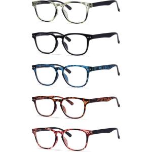 imageEyekepper 5 Pack Fashion Design Blue Light Blocking Readers for Women Computer Reading Glasses Yellow Tinted 1505 Pairs Mix