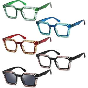 imageEyekepper 5pack Reading Glasses for Women Floral Pattern Design Readers5 Pack Mix Color