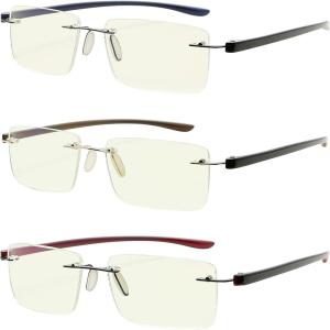 imageEyekepper Blue Light Blocking Glasses  3 Pack Rimless Computer ReadersBlue Light Blockingb403 Pairs