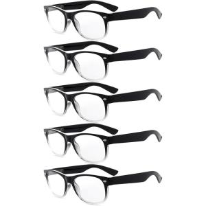 imageEyekepper Classic 80s Reading Glasses for Women 5 Pairs Readers Include Reading SunglassesBlackClear5pcs All Clear Lens