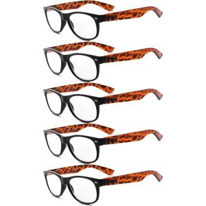 imageEyekepper Classic 80s Reading Glasses for Women 5 Pairs Readers Include Reading SunglassesDemi Arm5pcs All Clear Lens