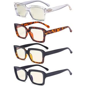 image:imageEyekepper 4 Pack Reading Glasses Blue Light Blocking Oversized Square Computer Eyeglasses 000Blue Light Blockingb404 Pairs