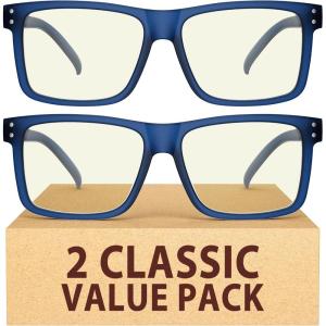 image:imageEyekepper Oversized Reading Glasses Square Large Blue Light Readers for Men Women2 Blue