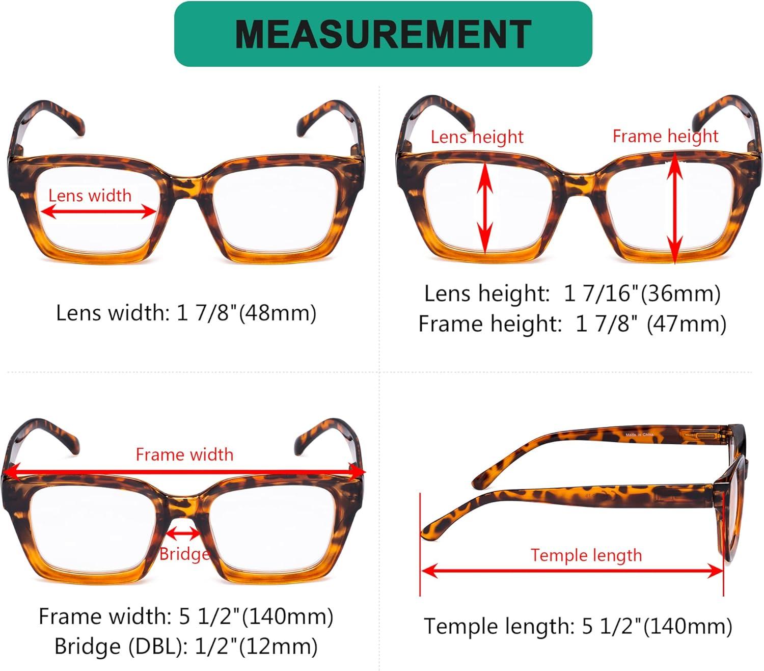 image:imageEyekepper 4 Pack Ladies Computer Glasses Oversized Square Design Blue Light Filter Readers 3004pcs Tortoise