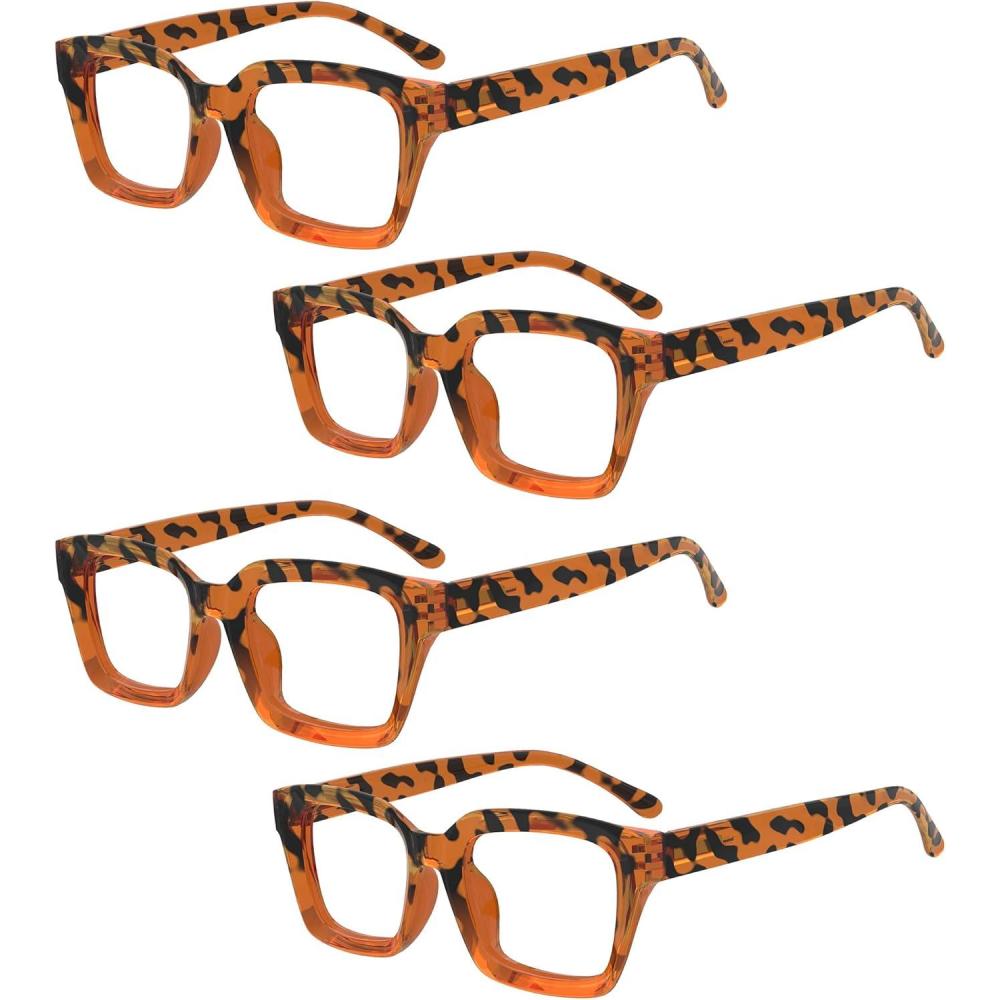 image:imageEyekepper 4 Pack Ladies Computer Glasses Oversized Square Design Blue Light Filter Readers 0504pcs Tortoise