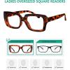 image:imageEyekepper 4 Pack Reading Glasses Blue Light Blocking Oversized Square Computer Readers 0754pcstortoise