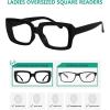 image:imageEyekepper 4 Pack Reading Glasses Blue Light Blocking Oversized Square Computer Readers 1254pcs Black