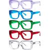 image:imageEyekepper 4 Pack Reading Glasses Blue Light Blocking Oversized Square Computer Readers 1256 Pairs Mix