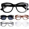 image:imageEyekepper 4 Pack Reading Glasses Oversized Blue Light Filter Glasses Women Readers 2005 Pairs Mix