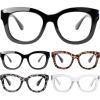 image:imageEyekepper 4 Pack Reading Glasses Oversized Blue Light Filter Glasses Women Readers 2505 Pairs Mix2