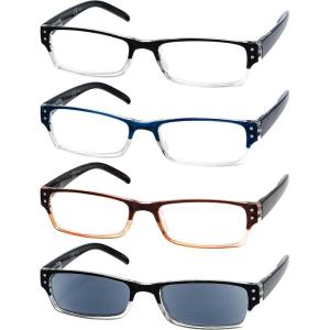 image:imageEyekepper 4 Pack Classic Reading Glasses for Women and Men Include Reading Sunglasses TwoTone Readers 0504 Pairs Mix