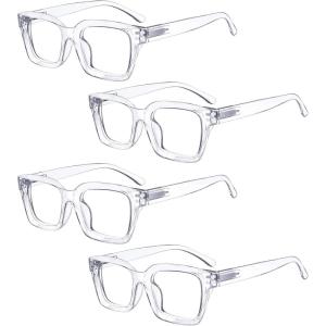 image:imageEyekepper 4 Pack Ladies Computer Glasses Oversized Square Design Blue Light Filter Readers 0504pcs Transparent