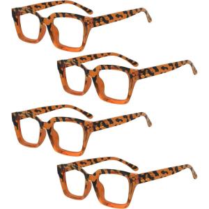 image:imageEyekepper 4 Pack Ladies Computer Glasses Oversized Square Design Blue Light Filter Readers 1504pcs Tortoise