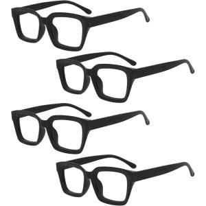 image:imageEyekepper 4 Pack Ladies Computer Glasses Oversized Square Design Blue Light Filter Readers 3004pcs Black