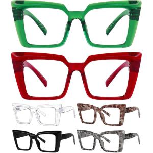 image:imageEyekepper 4 Pack Oversized Blue Light Filter Glasses Women Cat Eye Computer Reading Glasses 2006 Pack Mix Colornr2141