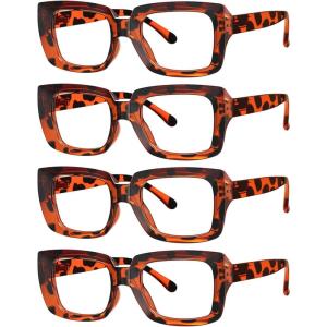 image:imageEyekepper 4 Pack Reading Glasses Blue Light Blocking Oversized Square Computer Readers 1254pcstortoise