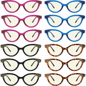 image:imageEyekepper 4pack Reading Glasses Blue Light Blocking Women Oversized Round Computer Readers 17512 Pack Mix  Uv2123