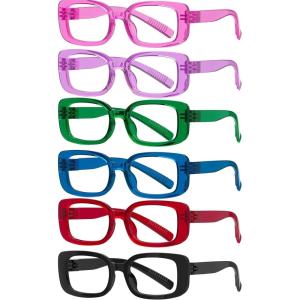 image:imageEyekepper Huge Metalless Reading Glasses with Screwless Spring Hinges 6 Pack Oversized Readers for Women 1006 Pack Mix Color  a