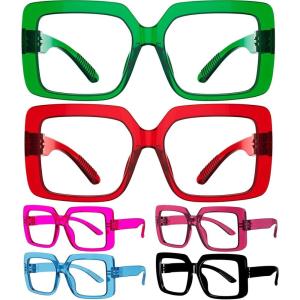 image:imageEyekepper Huge Metalless Reading Glasses with Screwless Spring Hinges 6 Pack Oversized Readers for Women 3506 Pack Mix Color
