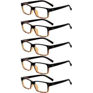 image:imageEyekepper 7pack Reading Glasses Blue Light Blocking for Men 125BlackYellow5pcs All Clear Lens